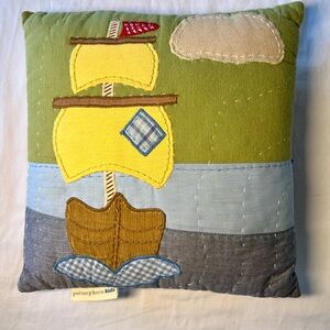 Pottery Barn Kids Treasure Cove Pirate Sailboat Pillow Patchwork